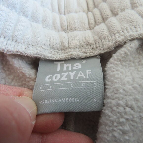 ARITZIA TNA Cozy AF Sweatfleece Boyfriend Sweatpant Heather Cloud White Size S - Picture 15 of 16